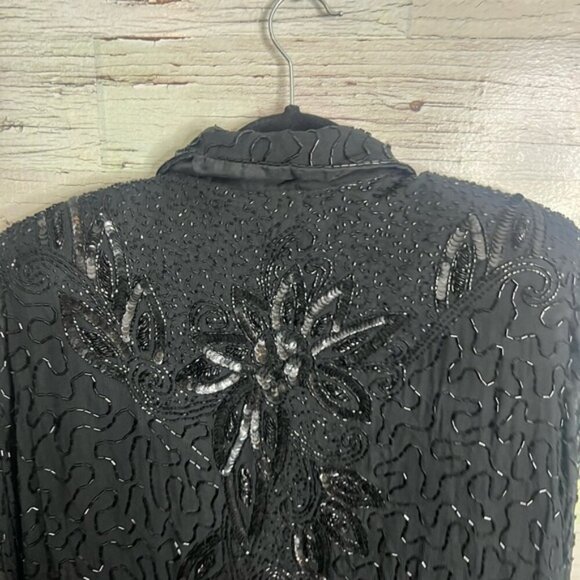 Frank Usher Sequins Silk button down shirt Size xl Lined Shimmery Western - Picture 7 of 9